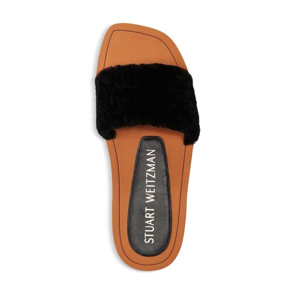 STUART WEITZMAN Womens Black Cammy Block Heel Slide Leather Slide Sandals 9 B